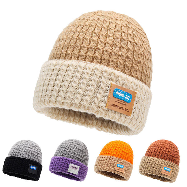 Knitted hat autumn and winter hat women's big head circumference thickened warm bag head cold hat men's wool hat cover versatile pile hat