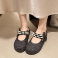 Can't shake off cut outsummer pearl toe slippers knittingfashion half slippers lazy one-leg flat toe shoes