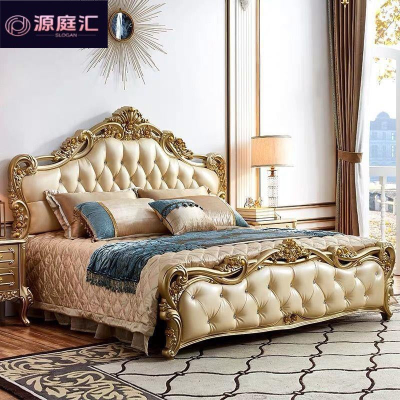 European style king size bed, double bed, gold bed, trendy bed, wedding bed, princess bed, single bed, master bedroom home use