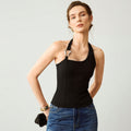Fashionexportnew arrival yoga sports vest women's quick-drying training dance metal buckle decoration halter neck slim-fitting tops