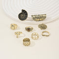 European and american vintage trendy flower conch ring set wholesale, retro niche punk distressed hollow ring wholesale