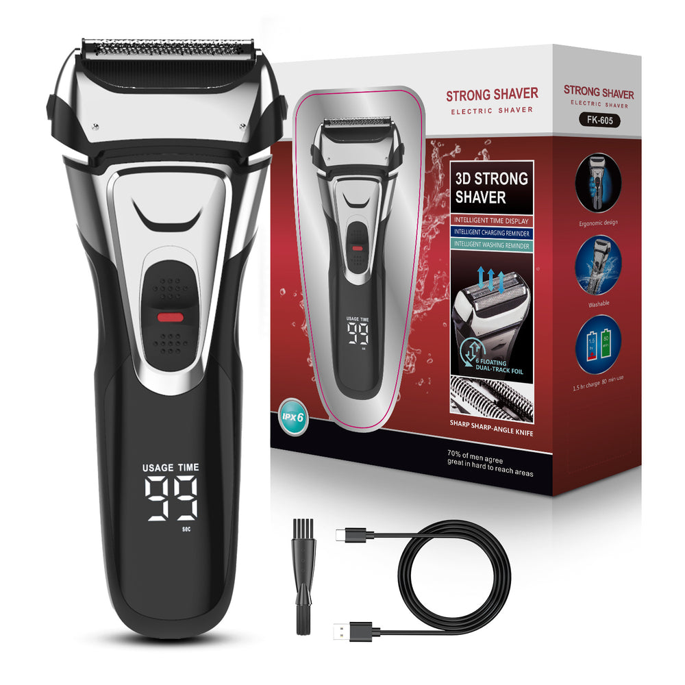 Reciprocating electric shaver for men, full body washable, three-blade pop-up hair trimmer, rechargeable razor wholesale