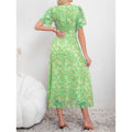 cross-border code new arrival  original women's elegant v-neck printed fitted dress