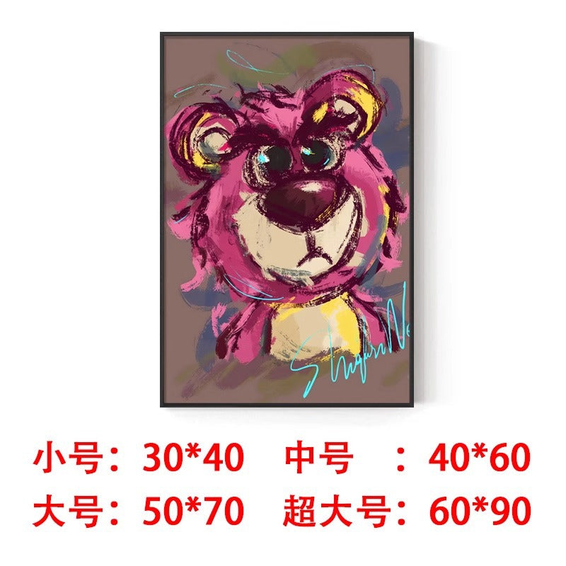 Strawberry bear decorative painting cute trend lotso Stitch pendulum painting hanging painting living room bedroom wall painting