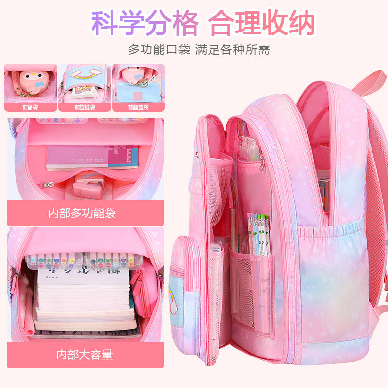 school bag kids school bag primary school student school ultra-light weight-reducing girl's three-piece backpack