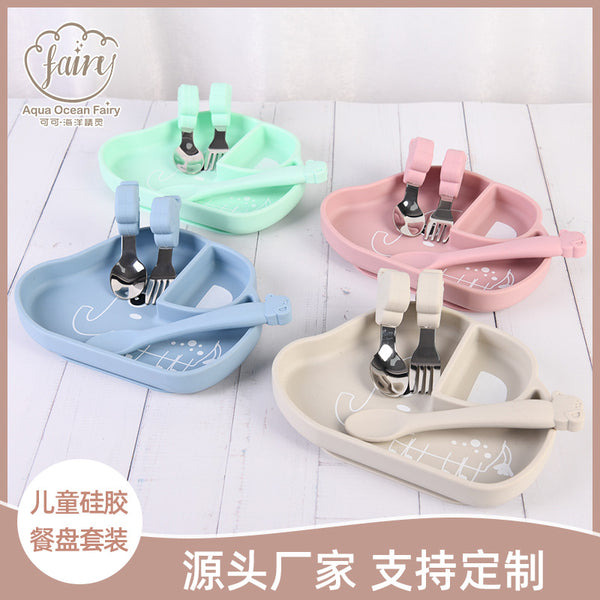 Laitu customized food-grade silicone tableware, children's eating complementary food silicone tableware, non-slip silicone feeding tableware