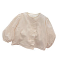 Kids' spring/autumn new korean style girls' long-sleeved cotton crew neck blouse - sweet & trendy baby girl shirt