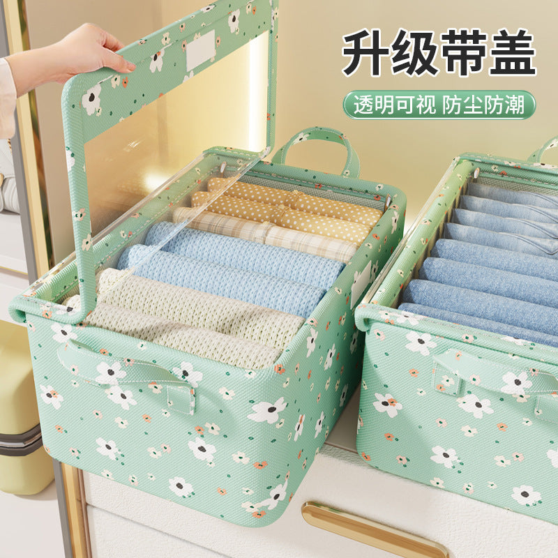 Small flower storage box Clothes storage basket Household living room Dormitory storage box Clothes pants storage Fabric finishing box