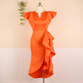 summerelegantelegancev neckruffle sleeveasymmetricaldress women's summerclassy dresses