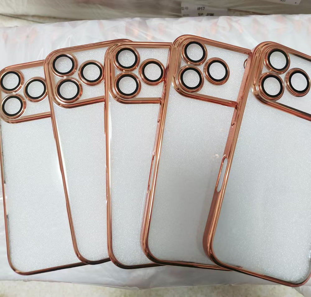 Suitable for iphone17 mobile phone case electroplated hard case apple 16 anti-fall protective case apple 16pro mobile phone case