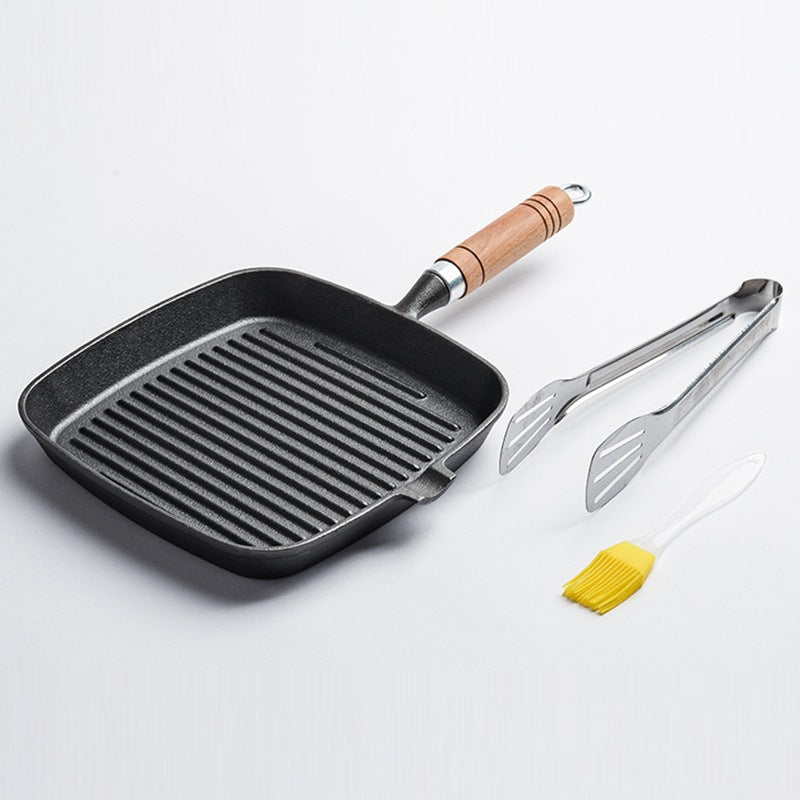 Cast iron outdoor frying steak special pan steak striped pan frying pan induction cooker gas general purpose steak