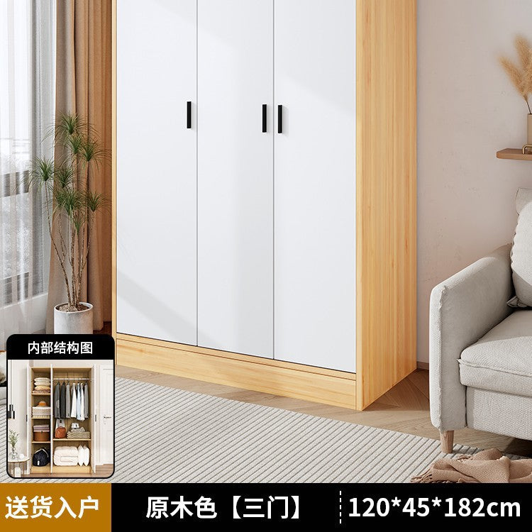 Wardrobe household bedroom small apartment simple wardrobe storage cabinet room wooden rental room economical hanging wardrobe