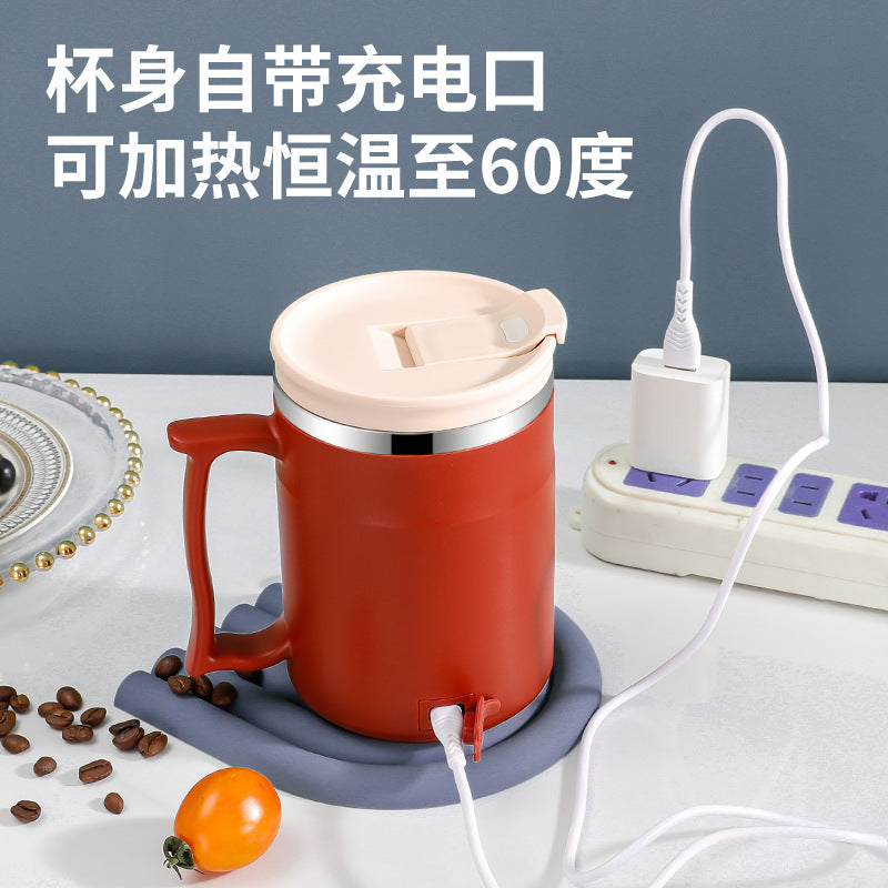 Constant temperature charging 304 stainless steel mug usb insulated cup large capacity coffee mug with lid office health cup