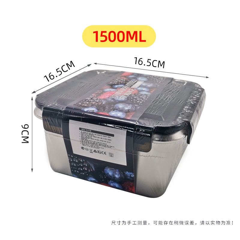 Japanese-style 316 stainless steel food container with lid, lunch box, outdoor fruit sealed bento box, square lunch box - wholesale
