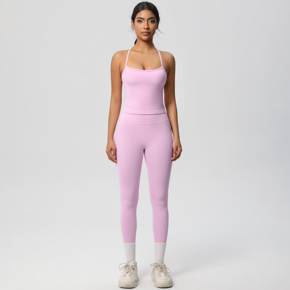 European and american nude feel brushed solid color yoga outfit set - quick-dry, breathable, 8-piece running & fitness activewear set for women