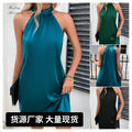 Sleeveless satin halter midi dress - ready stock for  cross-border e-commerce (us & european fashion)
