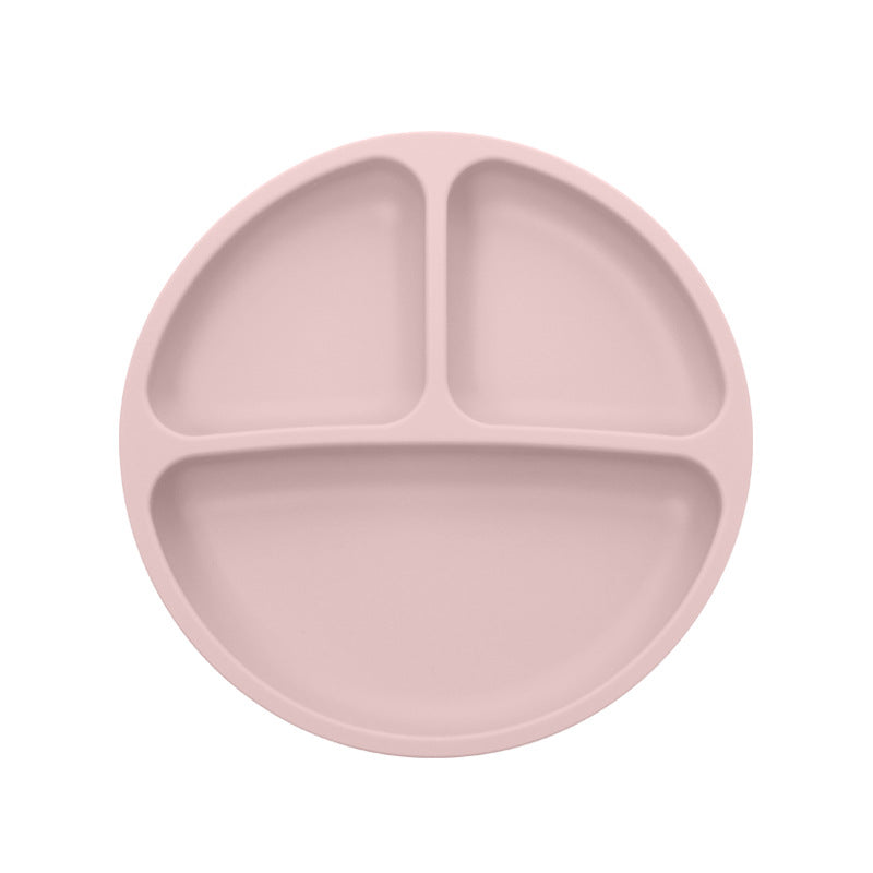 Children's Grid Silicone Plate, BPA Silicon Free Children's Gift Tableware Feeding Set Three Grid Plate