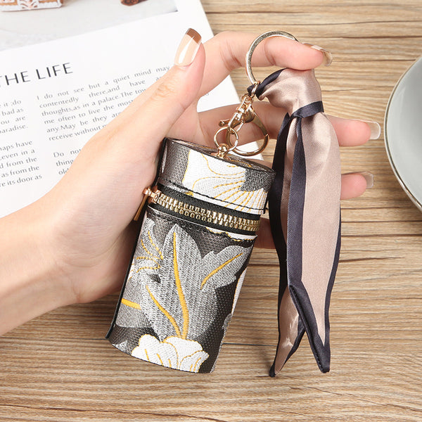Manufacturer spot Guofeng fashion bag change bag small clear flower portable earphone port red envelope car key pendant