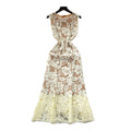 French romantic style heavy lace cutout dress - women's summer sleeveless high waist a-line slimming elegant maxi dress