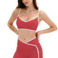 nude sports intimates double shoulder straps contrast color yoga bra running fitness plaid sports bra women 9528