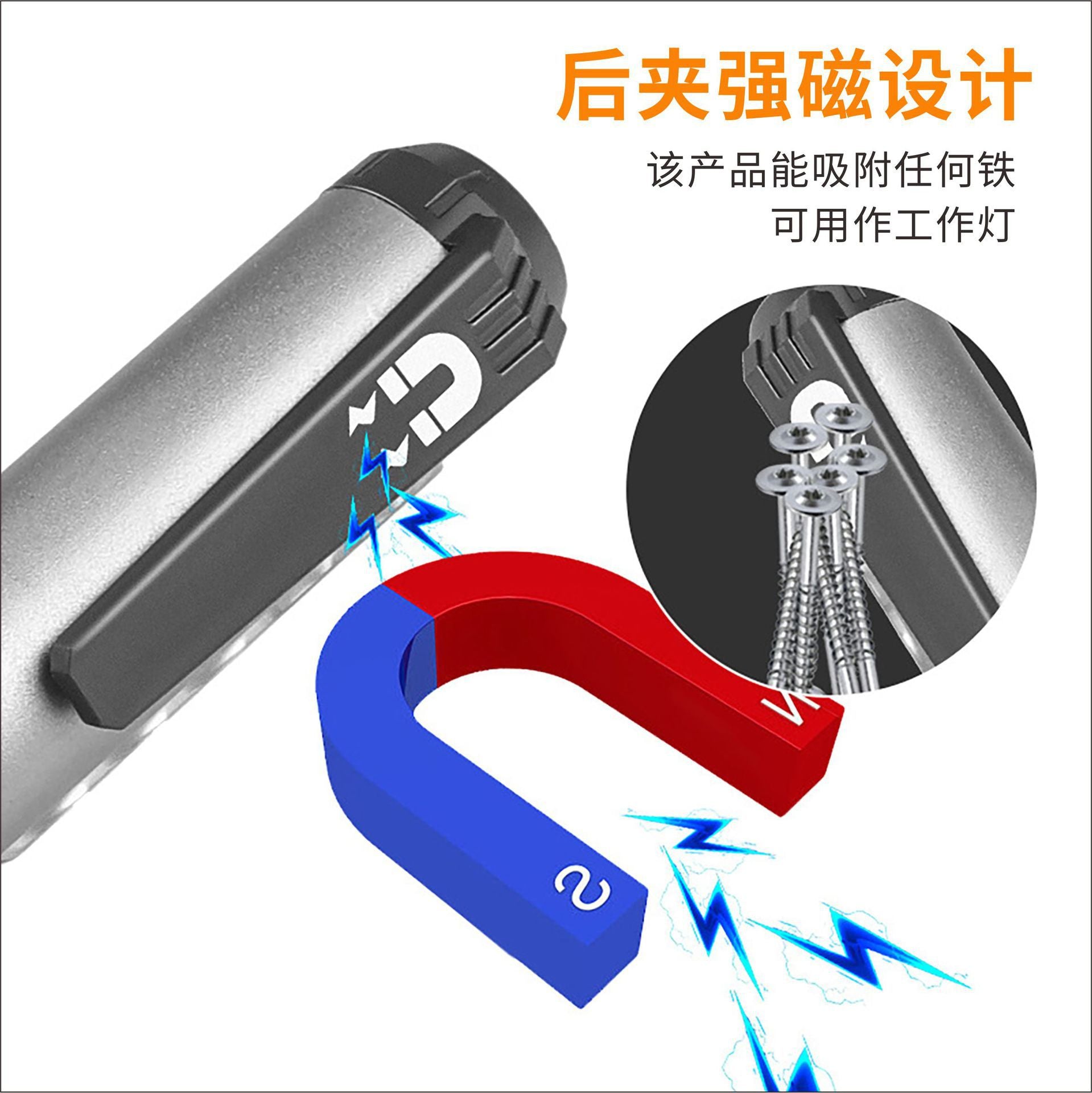 Cross-border new multi-light LED flashlight USB charging with magnetic work light Outdoor portable LED headlight