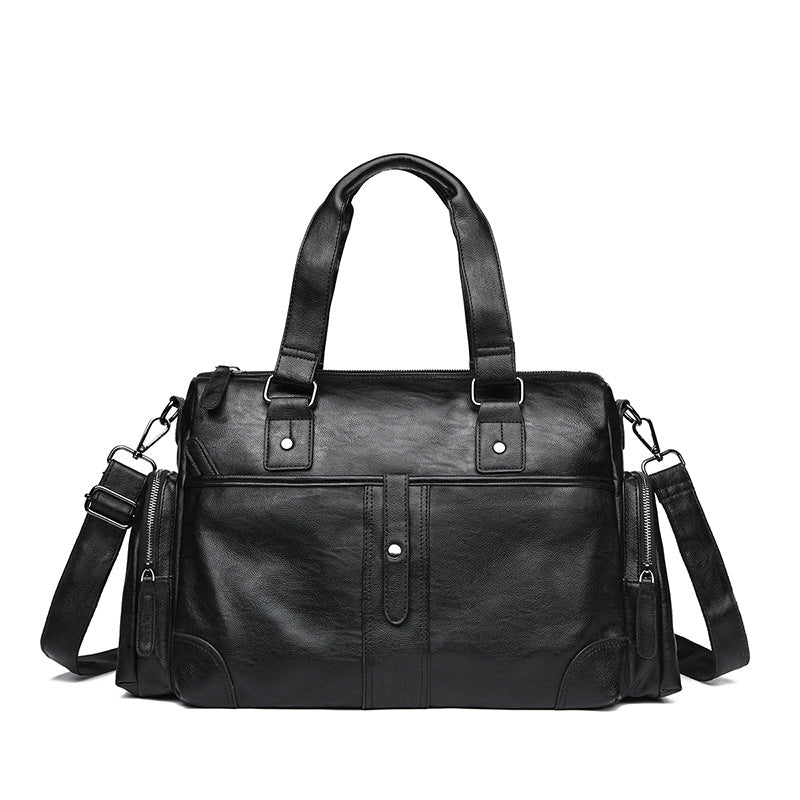 New business men's handbag short trip bag PU yoga bag fitness bag shoulder bag men's and women's messenger bag