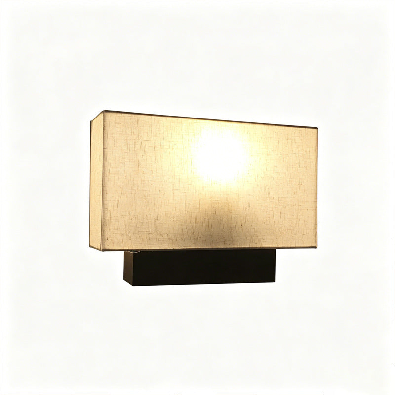 fabric bedside wall lamp, modern hotel reading wall light, rectangular cotton linen lampshade, indoor decorative wall sconce