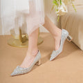 Pointed-toe wedding shoes for women, new 2023 collection: bridal shoes, suitable for everyday wear, bridesmaid shoes, french crystal shoes