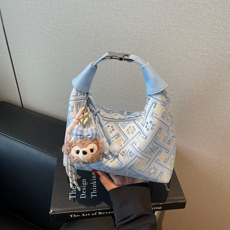 Foreign trade new Chinese portable small bag women's 2025 new Guofeng one-shoulder dumpling bag high-end versatile messenger bag