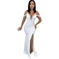 C6771 cross-border   fashion women's solid color tassel strap maxi dress