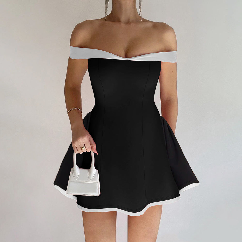 fall/winter european and american fashion: new cross-border sexy bandeau one-shoulder slim-fit mini dress