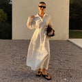 French striped shirt dress - slim fit, slit hem, tie waist, beach vacation style, two-piece look