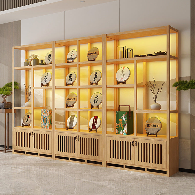 Solid wood tea cabinet Zisha pot display cabinet Product storage shelf Entrance ornament cabinet Chinese retro porcelain display cabinet
