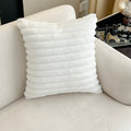Simple solid color rabbit fur plush cushion pillow cover wide stripe bedroom living room sofa bed headrest pillow cross-border