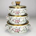 Factory direct sales cross-mirror hot-selling enamel large 3pcs pot set, high-quality soup pot, double-ear soup pot, high-quality pot set
