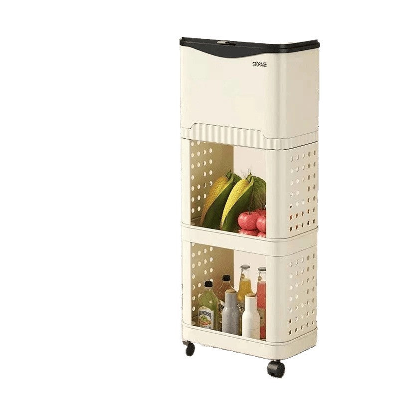 Non-bending multi-function with lid with wheel kitchen trash can high large capacity living room bathroom garbage storage bucket