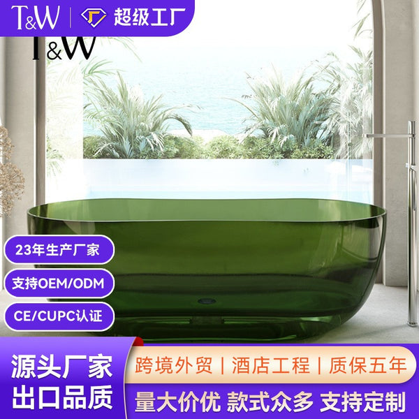 Travel transparent bathtub home independent color crystal resin glass double Internet celebrity oval special-shaped bathtub