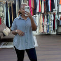 European and american cross-border women's fashion:  summer new arrival - elegant and stylish turn-down collar, loose fit, asymmetrical short-sleeve shirt top for women
