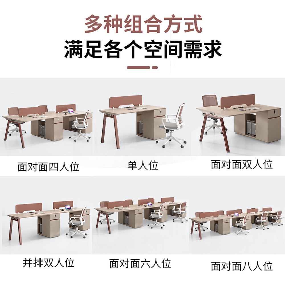 Office desk and chair set - 4/6 seater minimalist modern office table with partition workstation computer desk booth