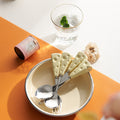 New arrivalins style cheese knife, fork and spoon oven mitts ceramic handle stainless steel fork and spoon kids creative steak knife wholesale