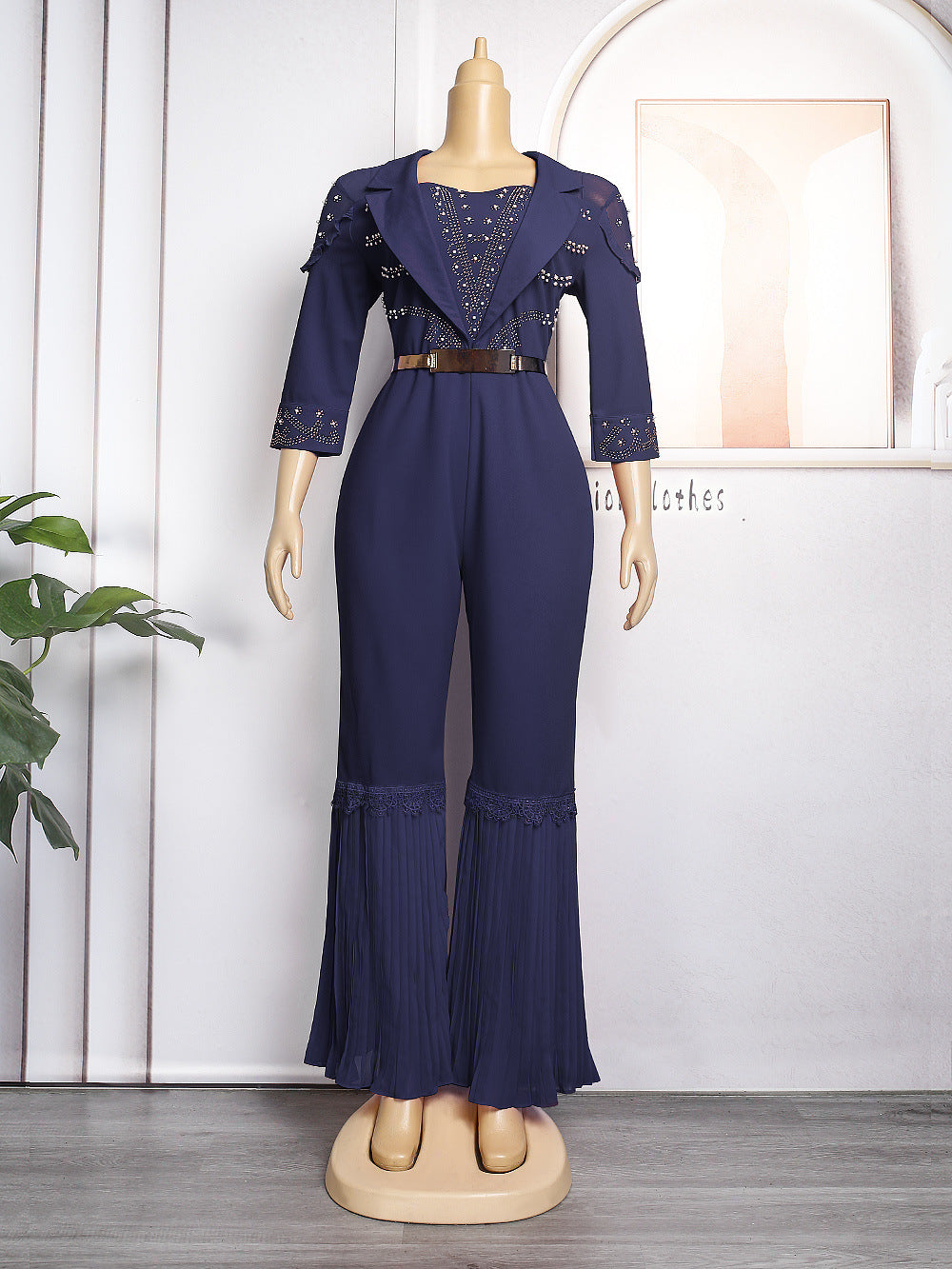 Aliexpress  new arrival speakerstraight-legpants african women's plus size jumpsuit free belt