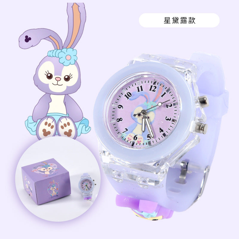 Kids' watch for girls - time-only, waterproof, drop-resistant, cute cartoon design, luminous, elementary school girl's analog-digital watch