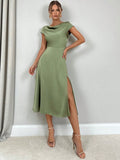 Summernew arrivalartificial silk dress slit satin satin long skirt wholesale european and american clothing classysenseexport