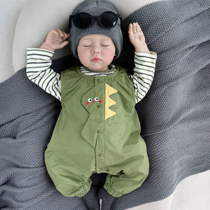 Trendy boys' clothing: adorable new spring/autumn overalls set for infants and toddlers - long-sleeved two-piece autumn outfit