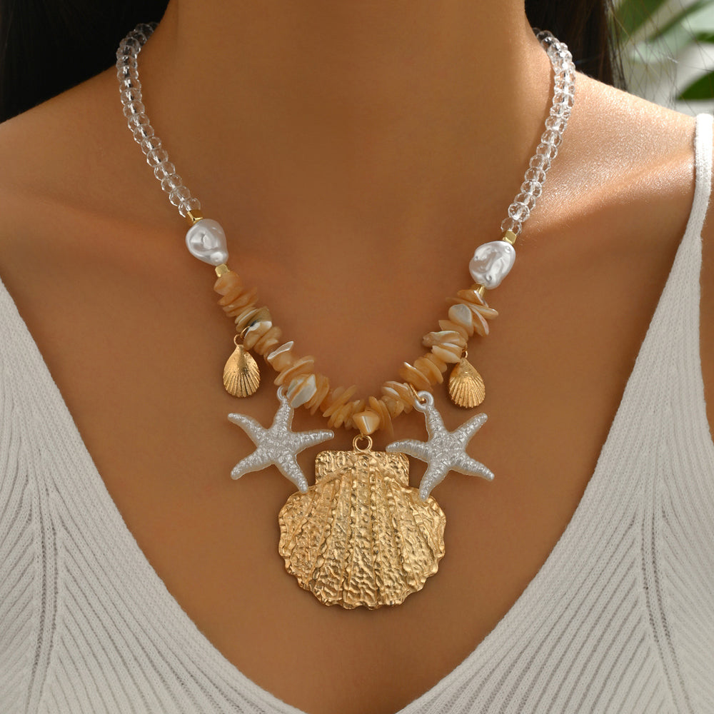 Processing personalized necklace niche pearl clavicle chain necklace summer seaside accessories jewelry shell pendant women's jewelry
