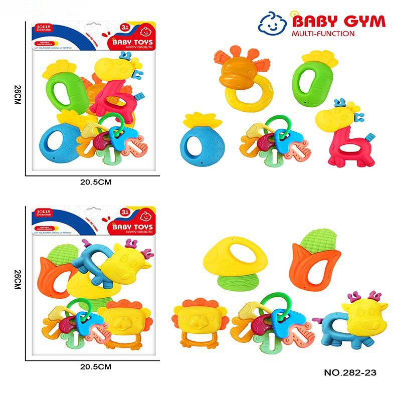 Cross-border export babies 0-12 months can be boiled baby bite glue toothpaste set newborn hand claw rattle bed bell