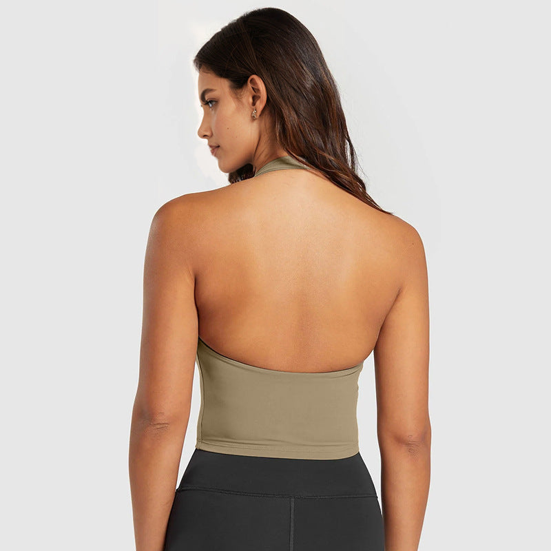 Naked bubble wrap push-up anti-sagging sling beautiful back fitness tops vest yoga bra halter sports intimates women