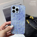Suitable for iphone17promax blue butterfly flower mobile phone case glue glitter apple 16 anti-fall protective cover