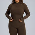 European and american style women's long-sleeved zip-up slim-fit quick-dry activewear jacket - autumn/winter plus size yoga outerwear