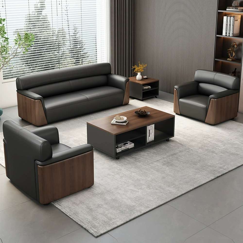 Office sofa, business sofa, genuine leather lounge area, vip reception, negotiation room, coffee table set
